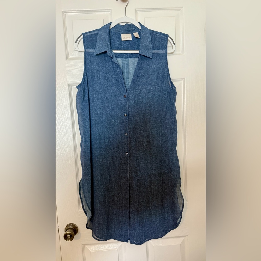 Chico's Sheer 3 Button Sleeveless Dress